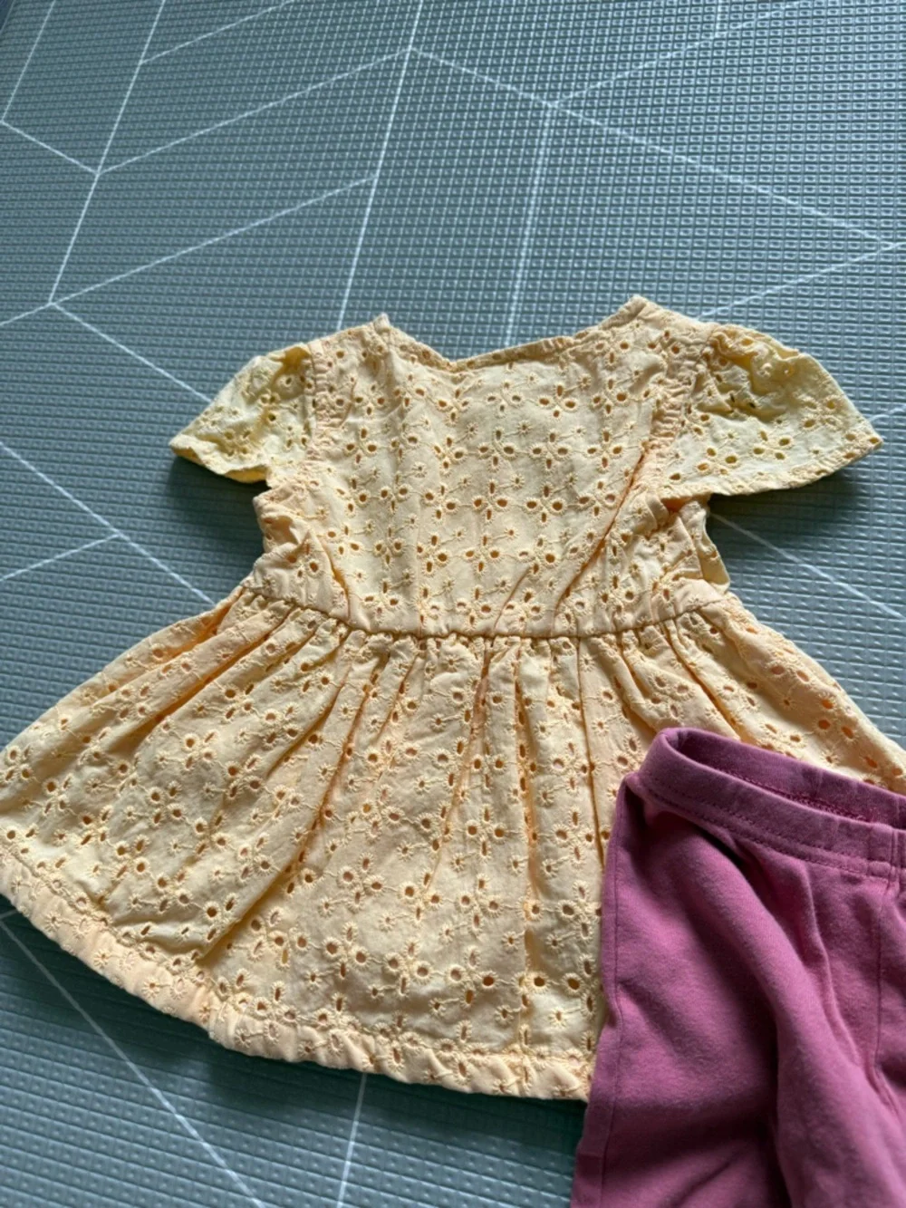 Little Lass|Baby girl set,yellow eyelet lace short sleeve blouse & pink pantsâ˘â˘â˘ - Picture 4 of 8